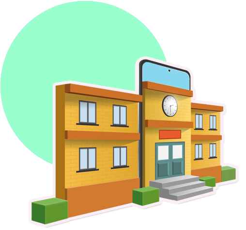 Ilustración fachada de un colegio